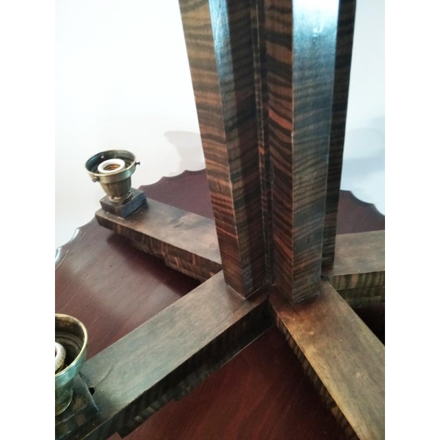 Vintage Art Deco Skyscraper Shaped Lamp in Wood and Opal Glass, 1920s For Sale - Image 9 of 18