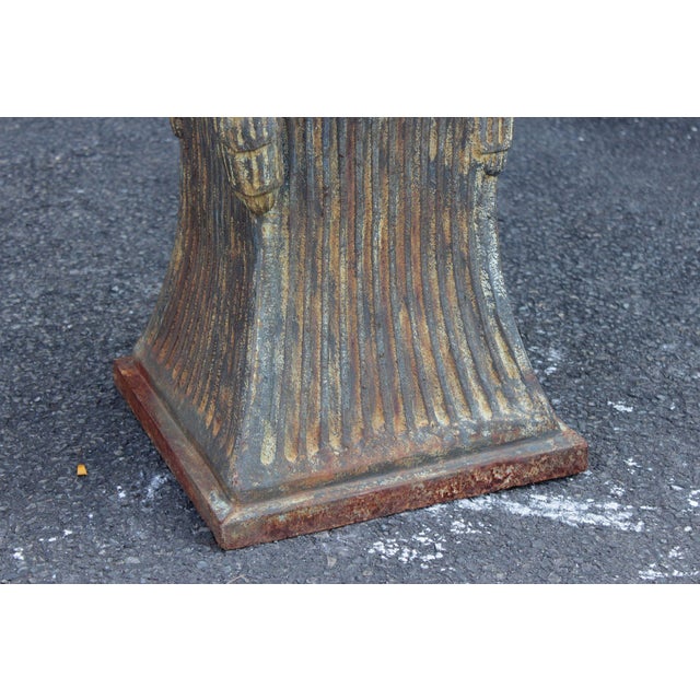 Late 20th Century Neoclassical Style Pair Of Cast Iron Garden Planters Or Pedestal Bases For Sale - Image 5 of 16