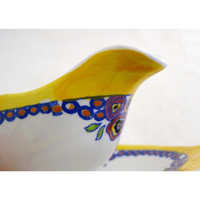 Art Deco Earthenware Floral Decoration Gravy Boat by Boch Frères La Louvière, 1920 For Sale - Image 10 of 13