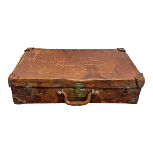 19th Century English Leather Suitcase