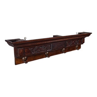 4 Hook Antique Cloakroom Coat Rack, English, Reception Valet, Edwardian, c.1905 For Sale