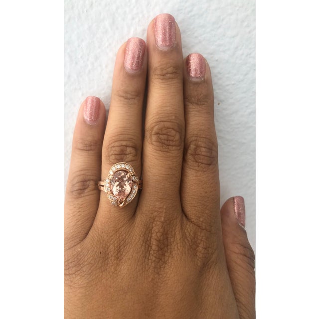 2020s Roshe Jewels 2.98 Carat Morganite Diamond 14 Karat Rose Gold Cocktail Ring, Size 7.5 For Sale - Image 5 of 8