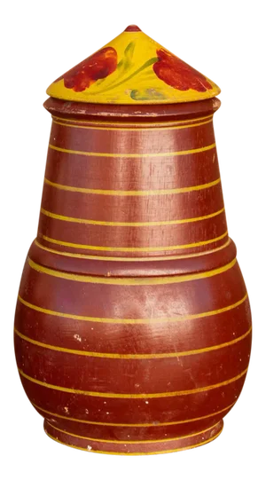 Marvi Polychrome Treen Lidded Pot