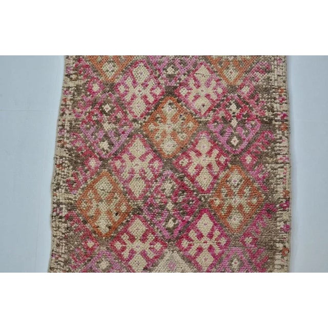 Pink And Beige Decorative Hallway Runner Rug Size is ; 12’3 ft x 2’5 ft , 375 x 77 cm Vintage Turkish Anatolian Handmade...