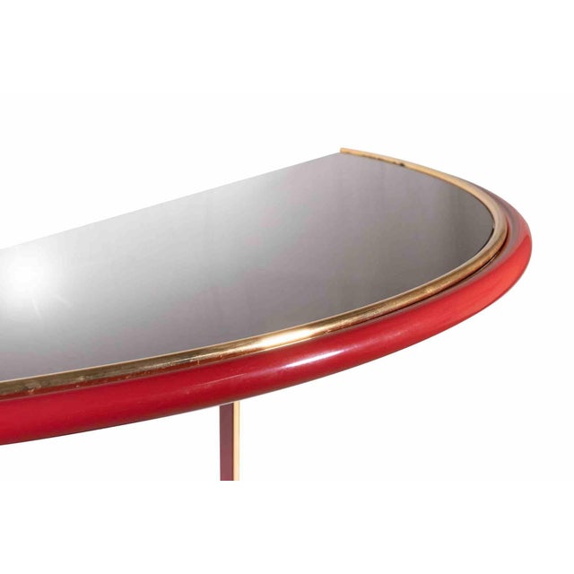 Metal Vintage Console Table with Wall Mirror by Tommaso Barbi, Italy, 1970s, Set of 2 For Sale - Image 7 of 8