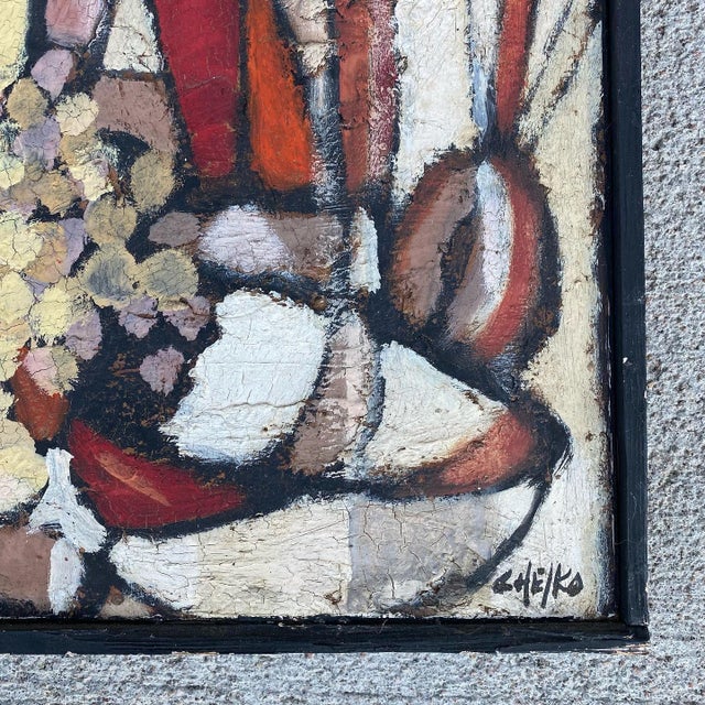 Paul Chelko, 1960s abstract oil on board. Listed artist known for his work in abstraction. This particular painting...