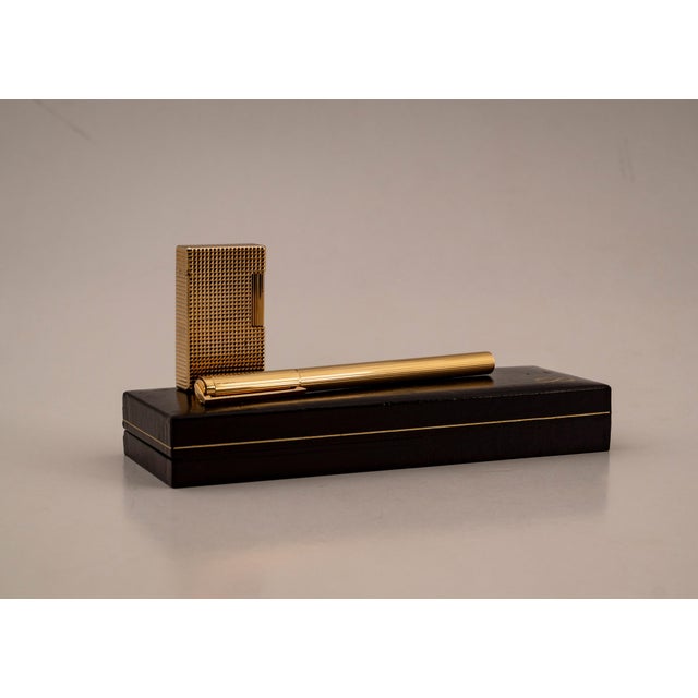 Gold-Plated Standard Lighter and Vermeil Piston Fountain Pen from S.T. Dupont, 1970s, Set of 2 For Sale - Image 14 of 18