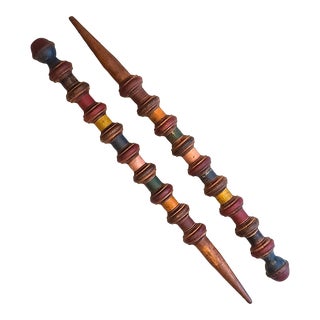 Painted Antique Victorian Croquet Stakes / Posts- Set of 2 For Sale