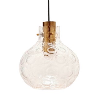 Mid-Century Bubble Glass & Brass Ceiling Light by Helena Tynell for Limburg, Germany, 1960s For Sale