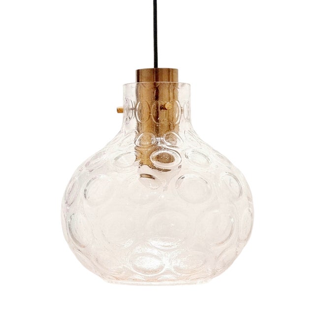 Mid-Century Bubble Glass & Brass Ceiling Light by Helena Tynell for Limburg, Germany, 1960s For Sale
