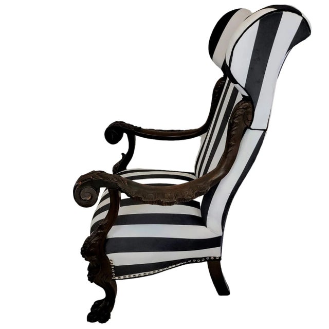 Late 19th Century 1860s Rococo Revival Wingback Chair For Sale - Image 5 of 9