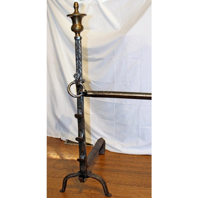 English Late 19th Century English Brass & Iron Andirons - a Pair For Sale - Image 3 of 7