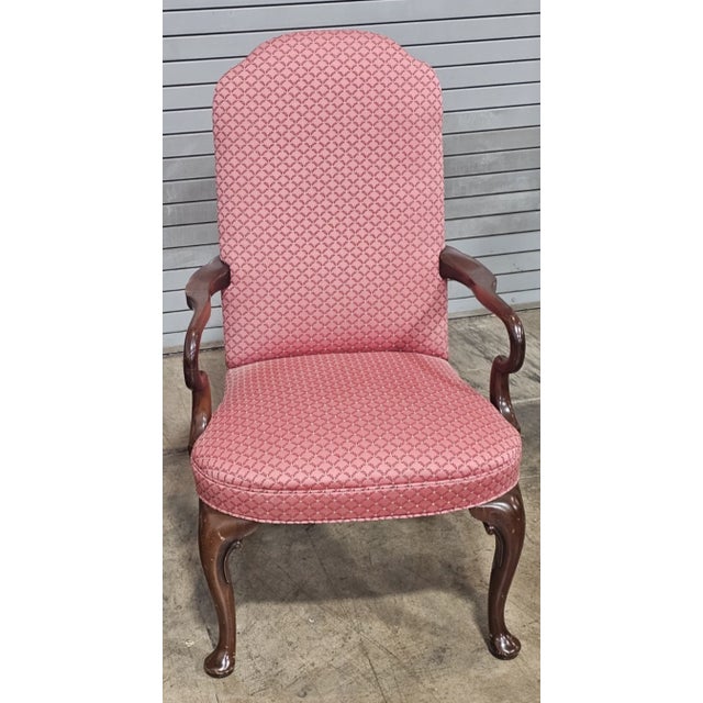 Late 20th Century Late 20th Century Pair of Kittinger Williamsburg Queen Anne Style Mahogany Open Arm Chairs For Sale - Image 5 of 9