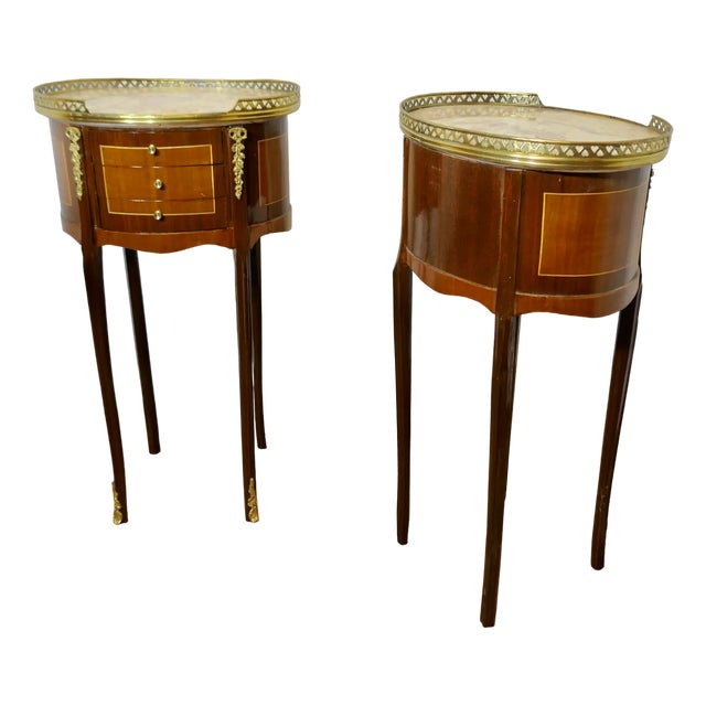 French Oval Side Tables, 1920s, Set of 2 For Sale