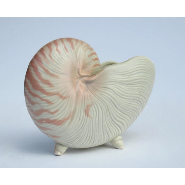 Vintage C1970's Fitz & Floyd Footed Porcelain Ceramic Nautlius Decorative Planter, Accent Piece For Sale - Image 13 of 13