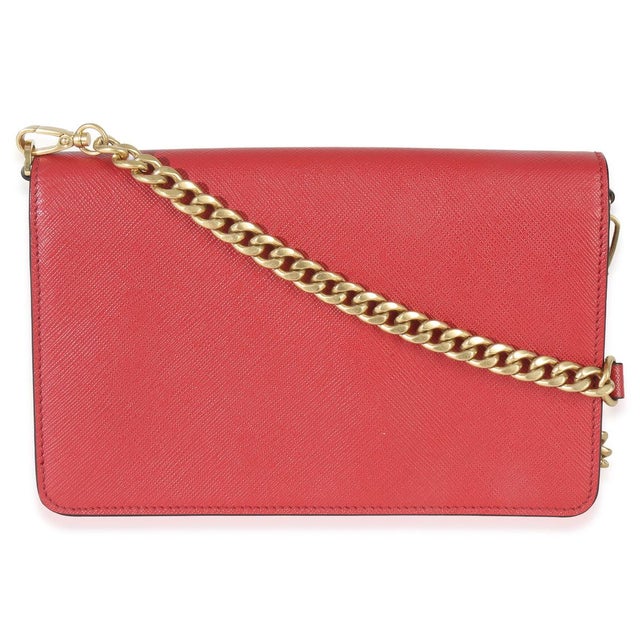 Prada Red Saffiano Triangle Logo Mini Crossbody For Sale - Image 4 of 9