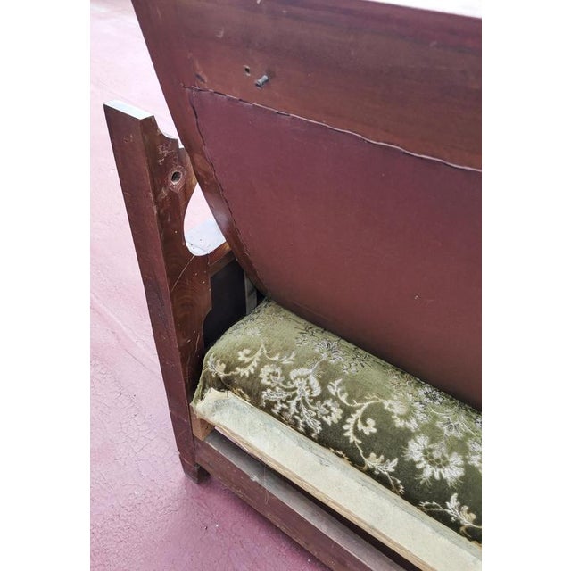 Brown Italian Art Nouveau Sofa Bed in Damask Fabric For Sale - Image 8 of 18