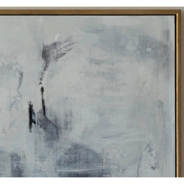 Abstract 2018 “Contact” Large Black, White and Gray Acrylic on Canvas by Sandy Walker For Sale - Image 3 of 8