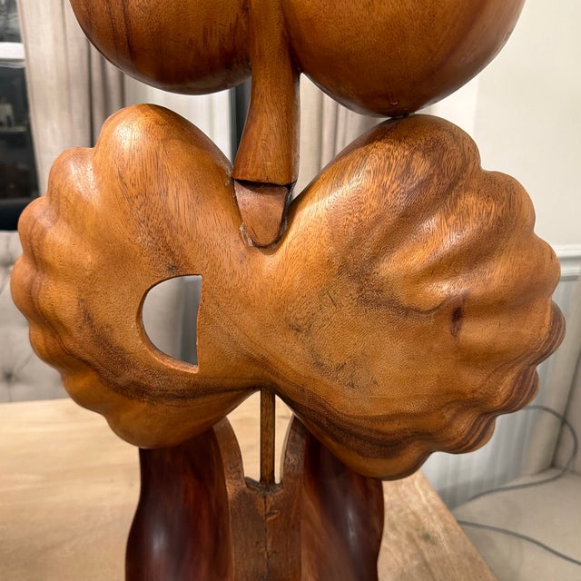 Wood Vintage Mid-Century Modern Edmund Spiro Carved Wood Sculpture Signed Biomorphic Art For Sale - Image 7 of 12