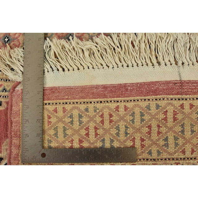 Bokhara Jaldar Rug 4’2” X 6’7” Pink Wool Tribal Hand-Knotted Oriental Carpet For Sale - Image 12 of 12