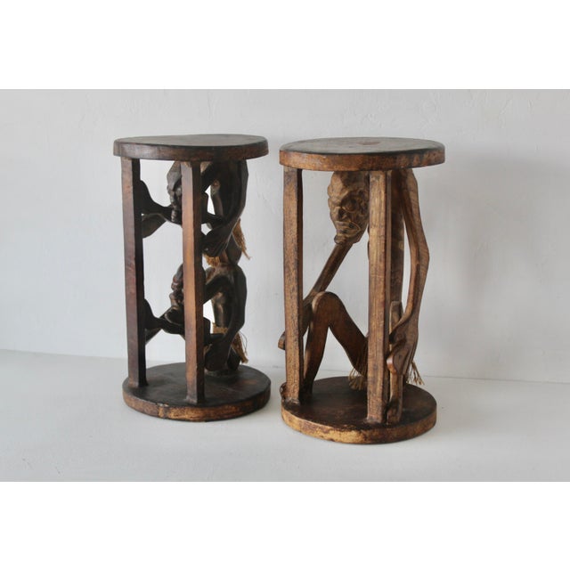 Brown Vintage African Figural Carved Tables-a Pair For Sale - Image 8 of 18