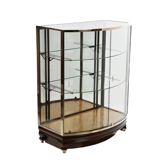 Brass and Mahogany Shopping Showcase For Sale