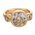 Contemporary Vintage Gia 3.52 Carat Old Mine Cut Diamond 18k Yellow Gold Trilogy Ring, Size 6 For Sale - Image 3 of 6