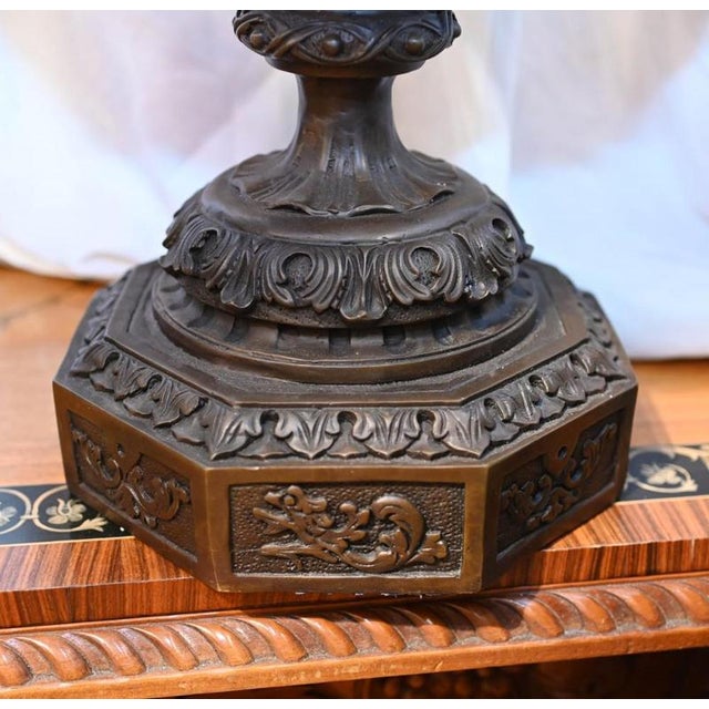 Large Bronze Urns Monumental Campana Cherub attributed to Clodion, Set of 2 For Sale - Image 9 of 12