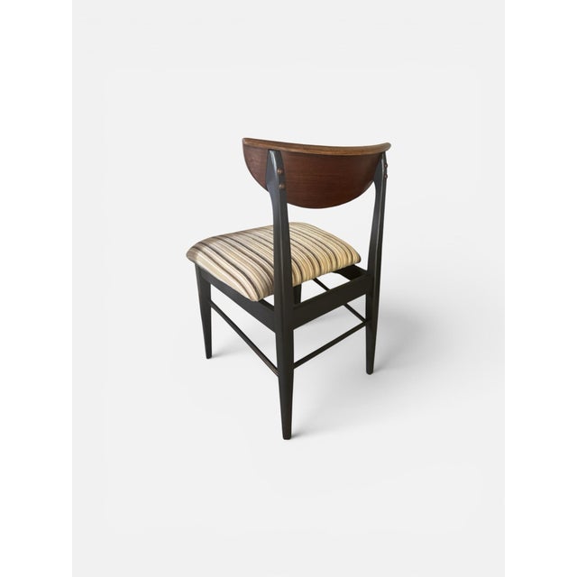 Restored MCM 5-Piece Dinette Set | Black Trapezoid Loop-Leg Table & Walnut Upholstered Dining Chairs For Sale - Image 4 of 5
