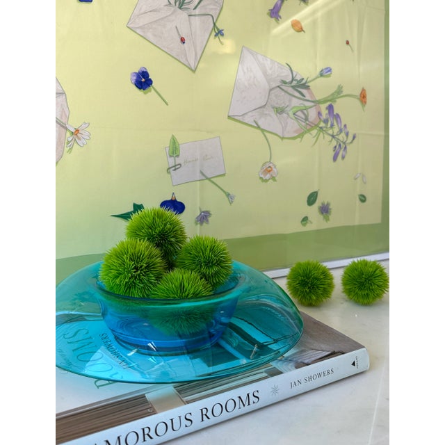 MidCentury Modern Teal Glass Waterfall Bowl Chairish