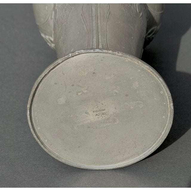 Signed Kayserzinn Art Nouveau Vase Designed by Hugo Leven. For Sale - Image 9 of 12