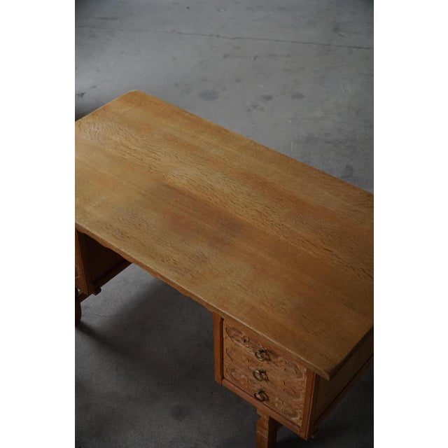 Mid-Century Modern Freestanding Desk in Oak attributed to Henning Kjærnulf, Denmark, 1950s For Sale - Image 13 of 18