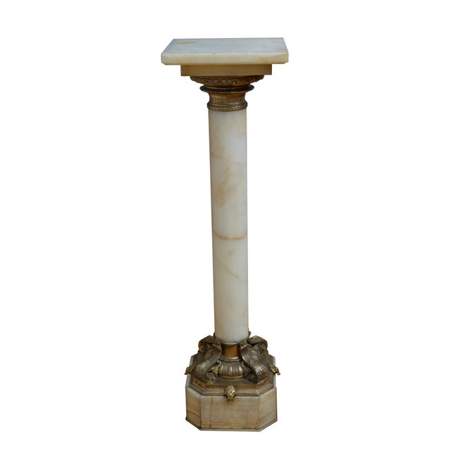 Antique French Onyx Marble Columns with Ormolu Collars, 1870, Set of 2 For Sale - Image 6 of 18