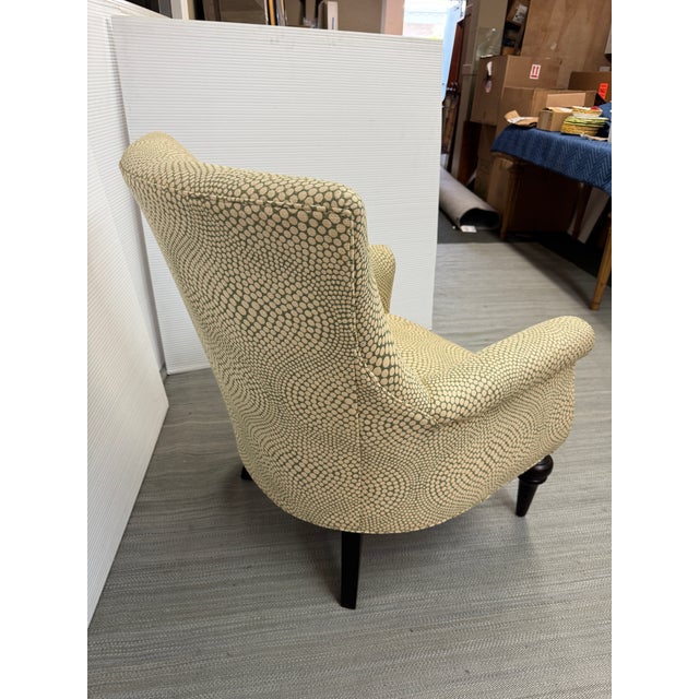 Wood Contemporary Wingback Chair With Spiral Pattern For Sale - Image 7 of 12