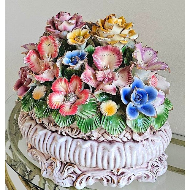 Vintage Italian Capodimonte-Style Porcelain Floral Centerpiece For Sale In Naples, FL - Image 6 of 18