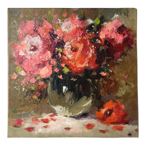 Original Painting Abstract Floral Peonies Bouquet Wall Decor