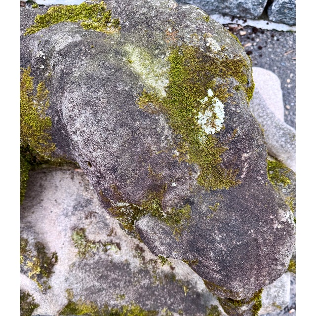 Cast Stone Dog Garden Statue With Moss Patina Mid 20th Century For Sale - Image 13 of 15