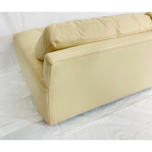 Vintage A. Rudin for Steve Chase Cream Leather Sofa For Sale - Image 11 of 18
