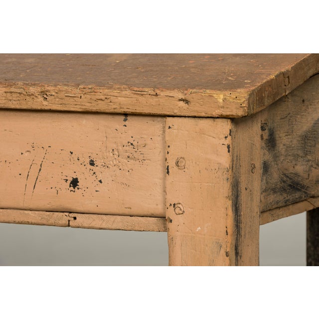 Late 19th Century French Painted School Desk With Integrated Bench For Sale - Image 9 of 18