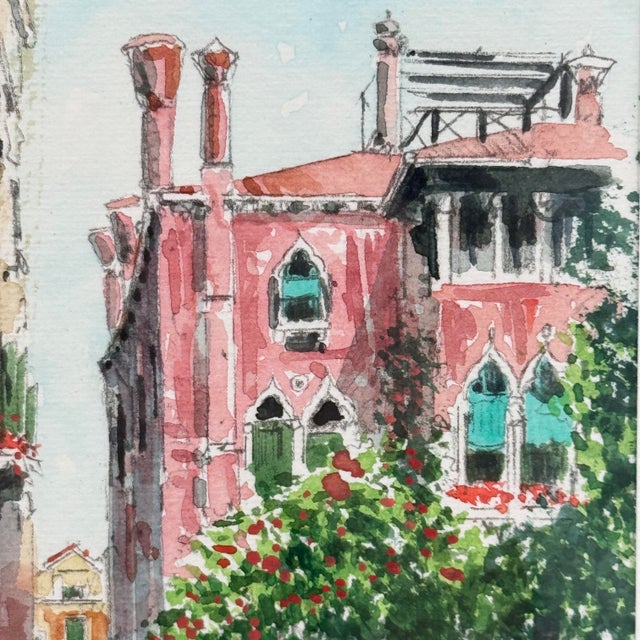 Traditional Original Signed Watercolor Venice Canal Scene European Cityscape Art For Sale - Image 3 of 11