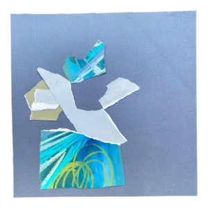 "Mahalo Ii" Contemporary Abstract Original Mixed-Media Collage on Paper by Zac Woodiel