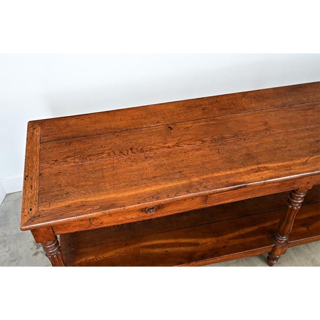 Brown French 19th Century Solid Oak Drapery Table For Sale - Image 8 of 12