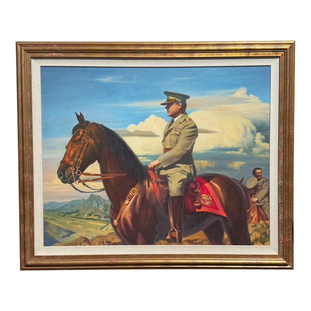 1980s Monumental Large Painting Portrait President of Mexico 1930's Reproduction Print For Sale