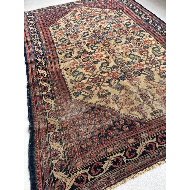 1920s Water Garden in Creamy Buttery Honey-Beige Rug 4.8 x 6.8 For Sale - Image 9 of 11