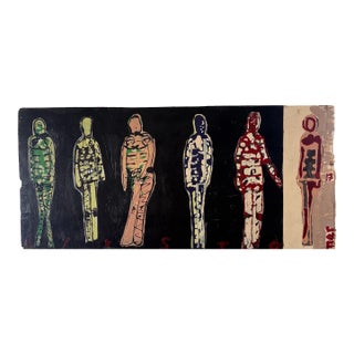 Large Abstract Figurative Painting by Christopher Shoemaker, Signed 20” X 43.5” For Sale