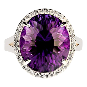 Cocktail Ring of Amethyst and Sparkling Zircons Size 8