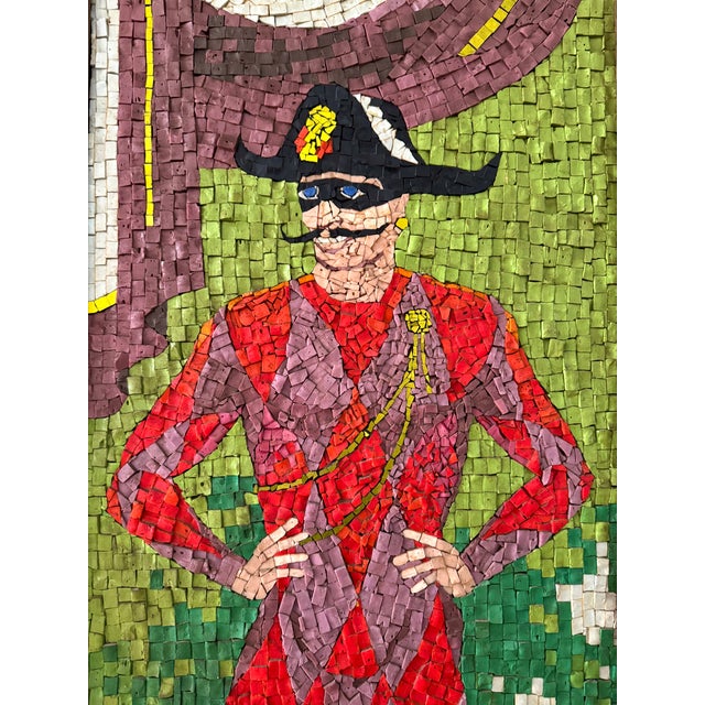 This colorful textured matador mosaic was sourced from a client's beautiful mid-century home. The whimsical and fun art...
