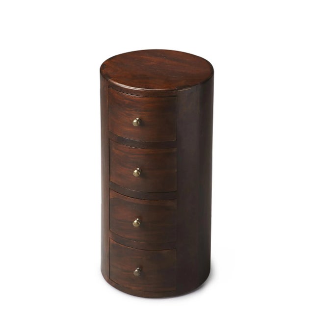 Transitional Liam Solid Wood Accent Table with Storage, Dark Brown For Sale - Image 3 of 3