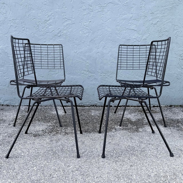 Mid-Century Modern Mid-Century Modern Black Wire Side Chairs Designed by John Keal for Pacific Iron - Set of 4 For Sale - Image 3 of 11