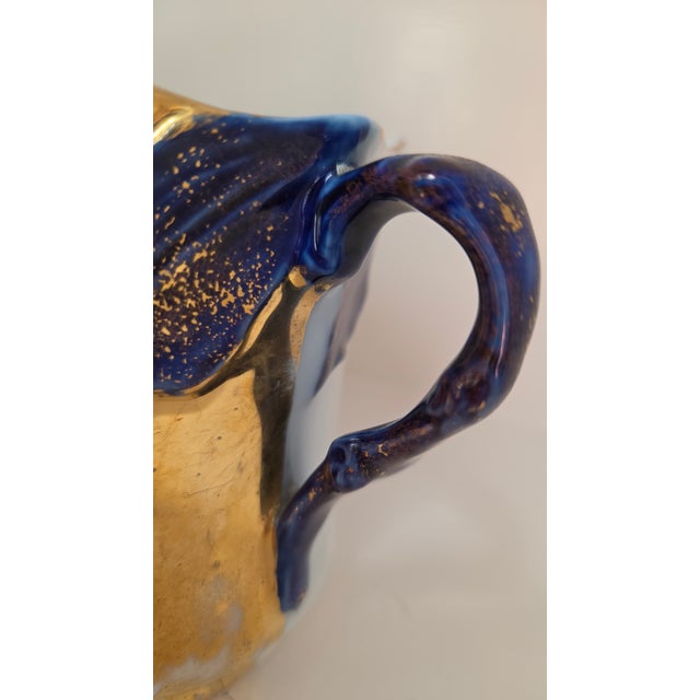 Circa 1900 Continental Cobalt and Gilt Porcelain Shaving Scuttle For Sale - Image 12 of 15